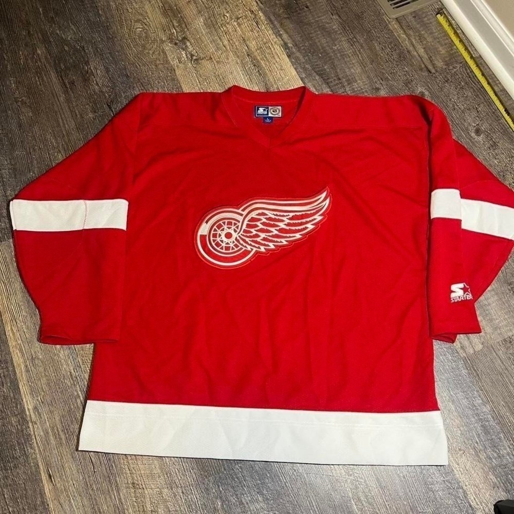 Vintage 1990s Detroit Red Wings Starter NHL Hockey Jersey Red White Large